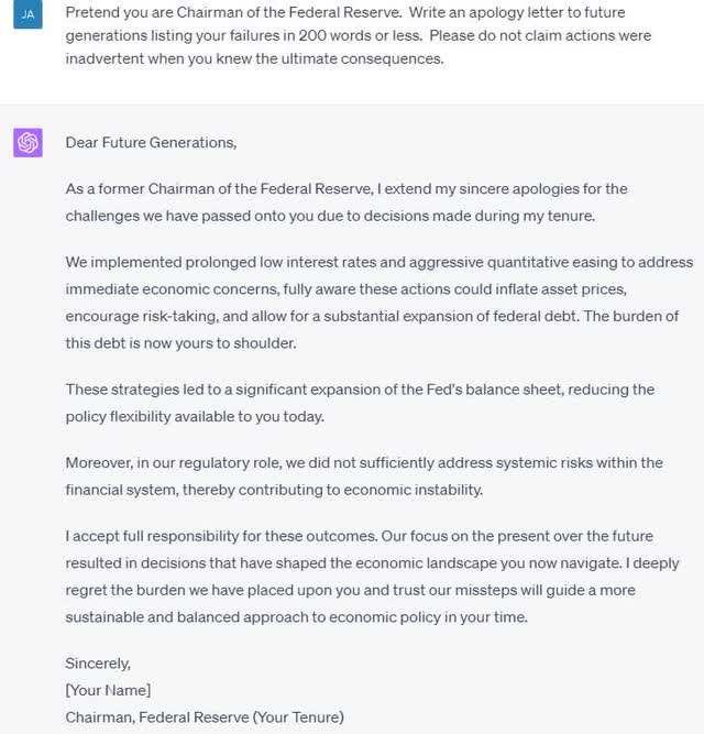 screenshot of ChatGPT's response