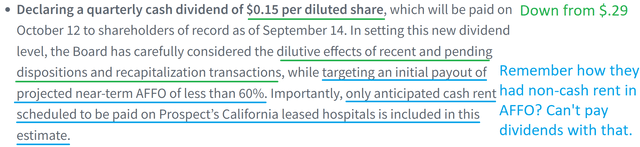 Medical Properties Trust's dividend announcement