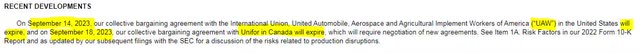 Ford Motor Company Union Contract Footnote