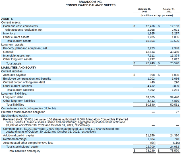 Broadcom 10K for fiscal 2022