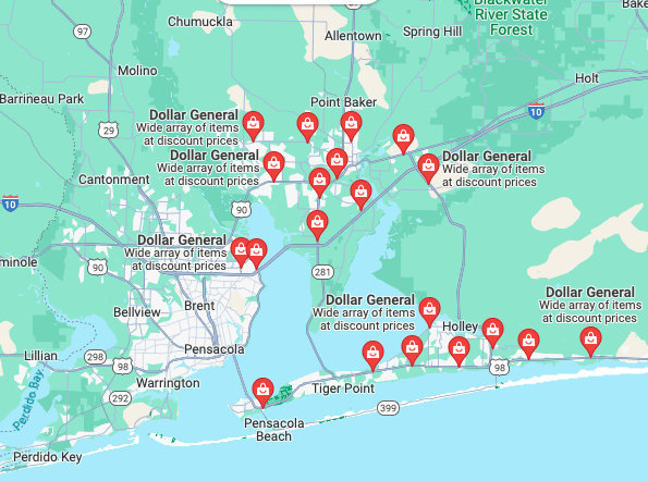 Map of Dollar General Locations