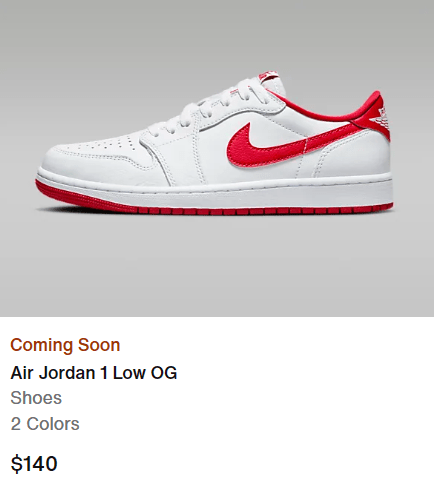 Nike Jordan 1 Low OG in Red