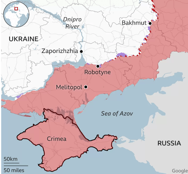 Map of Russian Control Areas in Ukraine